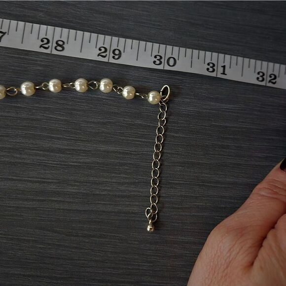 "5/$25" Charming Charlie Long Faux Pearl Rhinestone Tassel Adjustable Necklace - Picture 6 of 7